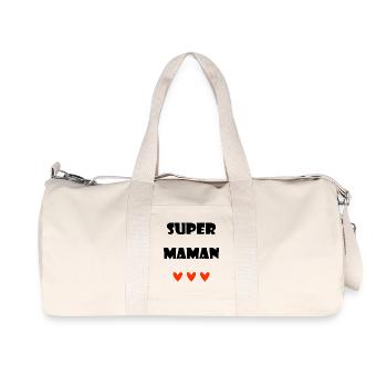 SUPER-MAMA. HERZ. ICH LIEBE MAMA. MAMA. PARTEI - Recycelte Canvas-Sporttasche von Stanley/Stella - Naturweiß - Vorne