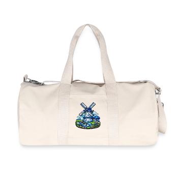 Blue Windmill in Garden - Recycled Canvas Sports Bag by Stanley/Stella - natural - Front