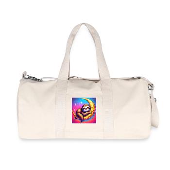 Sloth sleeps hugging the moon - Recycled Canvas Sports Bag by Stanley/Stella - natural - Front