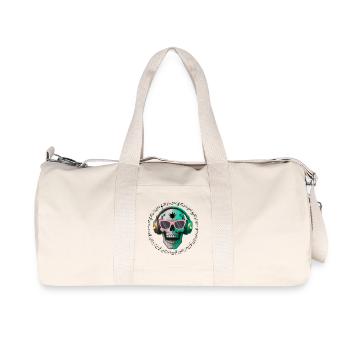 Skull with headphone and sunglasses t-shirt design - Recycled Canvas Sports Bag by Stanley/Stella - natural - Front