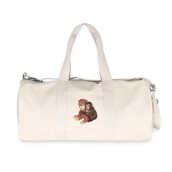 Cute Monkey with Supoort Animal Plush Toy - Recycled Canvas Sports Bag by Stanley/Stella - natural - Front