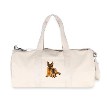 Dog Duo: Shepherd & Chihuahua - Recycled Canvas Sports Bag by Stanley/Stella - natural - Front