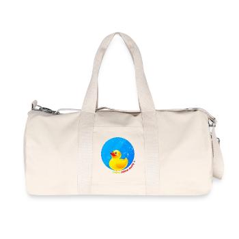 Gelbe Gummiente Abbildung in einem Kreis - Recycelte Canvas-Sporttasche von Stanley/Stella - Naturweiß - Vorne