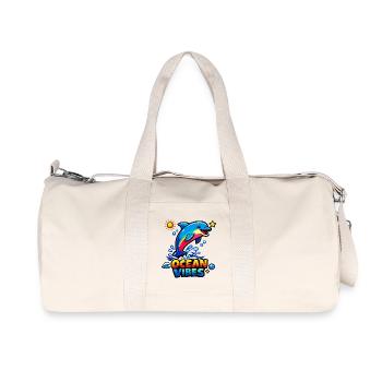 Dolphin Splash Ocean Vibes - Recycelte Canvas-Sporttasche von Stanley/Stella - Naturweiß - Vorne