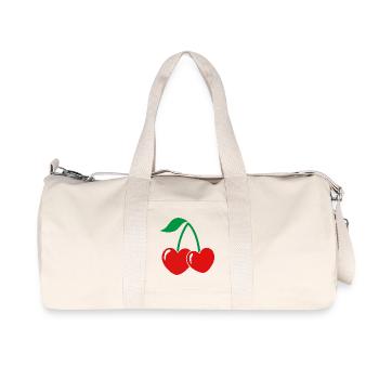 Cherry Pair in Red-Green Style - Recycled Canvas Sports Bag by Stanley/Stella - natural - Front
