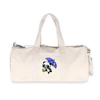 Süßer Panda mit Regenschirm - Recycelte Canvas-Sporttasche von Stanley/Stella - Naturweiß - Vorne