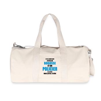 c'est compliqué d'être un bogosse et un policier - Sac de sport en toile recyclée Stanley/Stella - blanc naturel - Devant