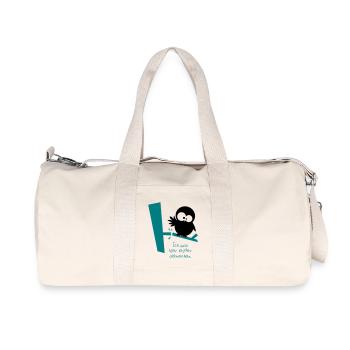 Eine Eule // Ich muss hier leider abbrechen. - Recycelte Canvas-Sporttasche von Stanley/Stella - Naturweiß - Vorne