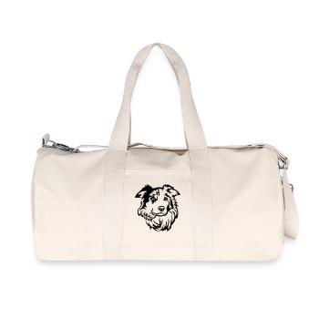 Tête de Border Collie - Sac de sport en toile recyclée Stanley/Stella - blanc naturel - Devant