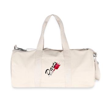 einzelner roter Dartpfeil mit Darts Typografie - Recycelte Canvas-Sporttasche von Stanley/Stella - Naturweiß - Vorne