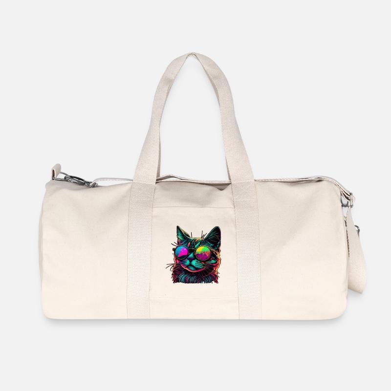 Coole Katze - Recycelte Canvas-Sporttasche von Stanley/Stella - Naturweiß