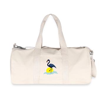 Blauer Flamingo - Recycelte Canvas-Sporttasche von Stanley/Stella - Naturweiß - Vorne