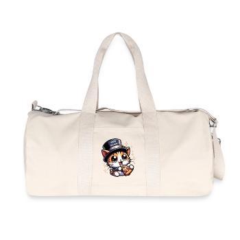 New Year Sylvester Cat Salam Pizza Happy New Year - Recycled Canvas Sports Bag by Stanley/Stella - natural - Front