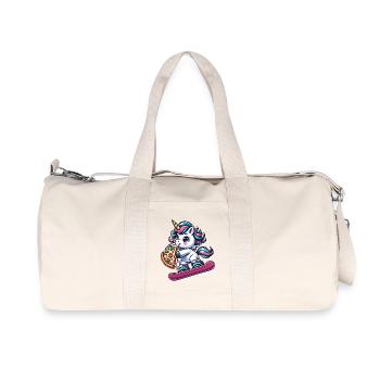 Unicorn Snowboarders: Pink Pizza Adventure - Recycled Canvas Sports Bag by Stanley/Stella - natural - Front