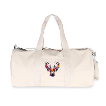 Hirsch mit Blumen geschmückt - Recycelte Canvas-Sporttasche von Stanley/Stella - Naturweiß - Vorne
