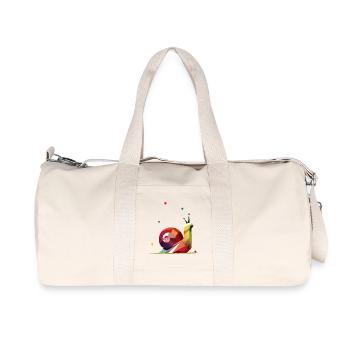 colorful snail in geometric design - Recycled Canvas Sports Bag by Stanley/Stella - natural - Front