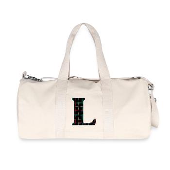 Monogrammierter schottischer Tartan l - Recycelte Canvas-Sporttasche von Stanley/Stella - Naturweiß - Vorne