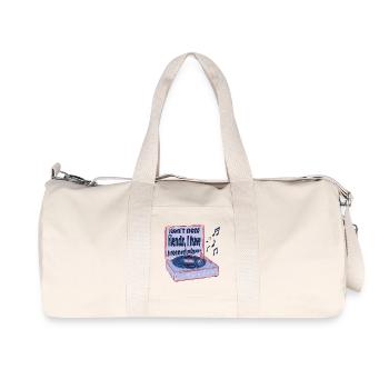 Turntables instead of friends – music is enough - Recycled Canvas Sports Bag by Stanley/Stella - natural - Front
