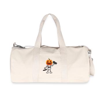 BOO! Pumpkin Skeleton – Funny Halloween Spook - Recycled Canvas Sports Bag by Stanley/Stella - natural - Front
