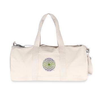 Blumen Mandala in Blau und Grün - Recycelte Canvas-Sporttasche von Stanley/Stella - Naturweiß - Vorne