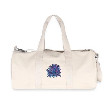 Motif de feuilles bleu violet - Sac de sport en toile recyclée Stanley/Stella - blanc naturel - Devant
