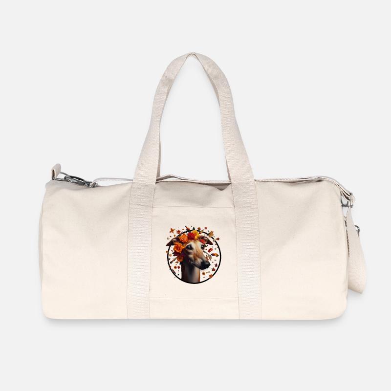 Galgo mit Blumenkranz - Recycelte Canvas-Sporttasche von Stanley/Stella - Naturweiß