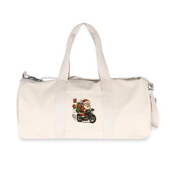 Santa Claus on motorcycle with gifts - Recycled Canvas Sports Bag by Stanley/Stella - natural - Front