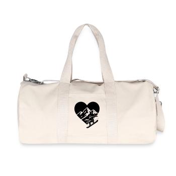 Snowboarder with heart mountain landscape in background - Recycled Canvas Sports Bag by Stanley/Stella - natural - Front