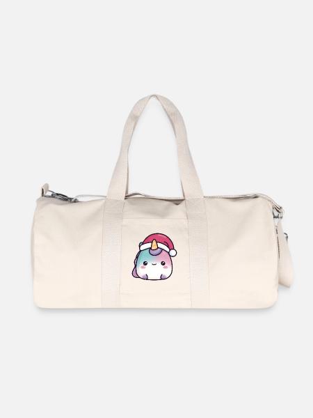 Round Kawaii Unicorn Christmas Squishy - Recycled Canvas Sports Bag by Stanley/Stella - natural