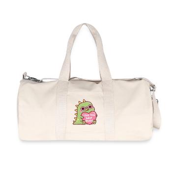 Un dinosaure mignon Câlins de cœur Je t’aime Saur Beaucoup de jeux de mots - Sac de sport en toile recyclée Stanley/Stella - blanc naturel - Devant