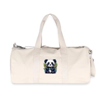 Panda im Blattwald - Recycelte Canvas-Sporttasche von Stanley/Stella - Naturweiß - Vorne