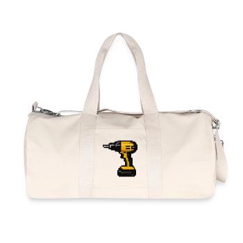 Pixel Drill Retro Tool Design - Recycled Canvas Sports Bag by Stanley/Stella - natural - Front