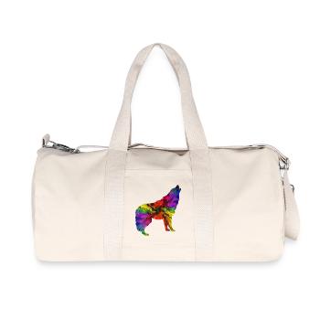 Wolf Regenbogen - Recycelte Canvas-Sporttasche von Stanley/Stella - Naturweiß - Vorne