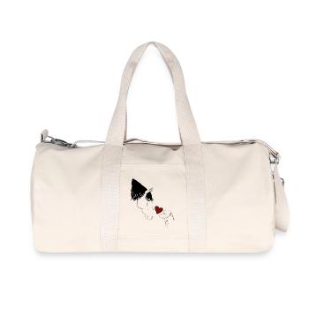 Horse and dog kissing, cute gift idea - Recycled Canvas Sports Bag by Stanley/Stella - natural - Front