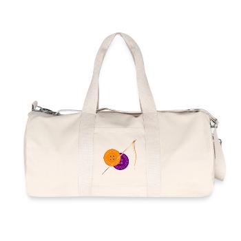 Kreatives Nähknopfmuster in Vintage Stil - Recycelte Canvas-Sporttasche von Stanley/Stella - Naturweiß - Vorne