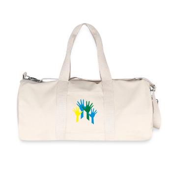 Viele Hände als Zeichen für ein Team - Recycelte Canvas-Sporttasche von Stanley/Stella - Naturweiß - Vorne