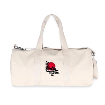 Schwarzer Baum und rote Sonne - Recycelte Canvas-Sporttasche von Stanley/Stella - Naturweiß - Vorne