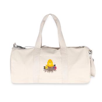 newly hatched chick in eggshell in nest - Recycled Canvas Sports Bag by Stanley/Stella - natural - Front