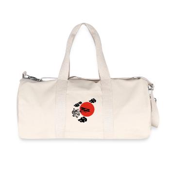 Schwarzes Flugzeug und Rote Sonne - Recycelte Canvas-Sporttasche von Stanley/Stella - Naturweiß - Vorne