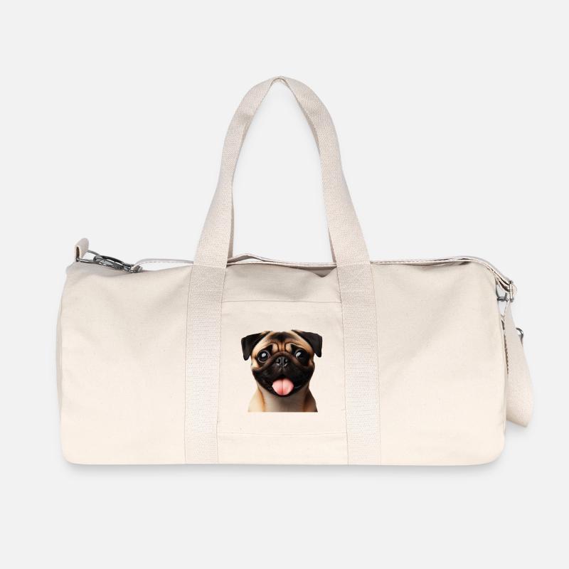 Ein glücklicher Mops - Recycelte Canvas-Sporttasche von Stanley/Stella - Naturweiß