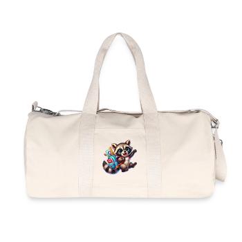 Start of school with raccoon: raccoon for school beginners - Recycled Canvas Sports Bag by Stanley/Stella - natural - Front