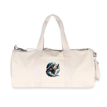 Wolf howls at the full moon - Recycled Canvas Sports Bag by Stanley/Stella - natural - Front