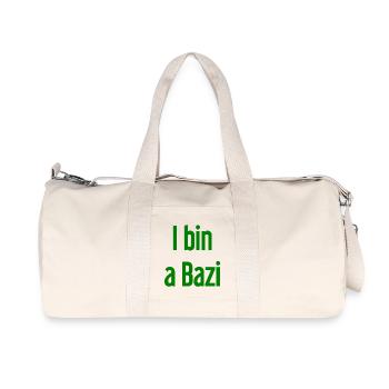 I bin a Bazi – Bayerischer Spruch mit Humor - Recycelte Canvas-Sporttasche von Stanley/Stella - Naturweiß - Vorne