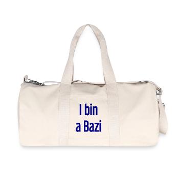 I bin a Bazi – Bayerischer Spruch mit Humor - Recycelte Canvas-Sporttasche von Stanley/Stella - Naturweiß - Vorne