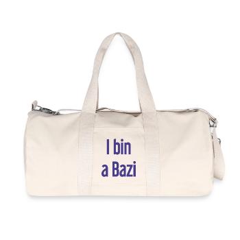 I bin a Bazi – Bayerischer Spruch mit Humor - Recycelte Canvas-Sporttasche von Stanley/Stella - Naturweiß - Vorne