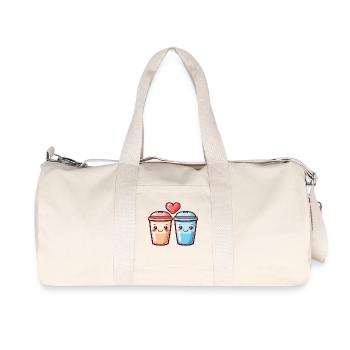 Coffee to go Paar Liebe Herz Kaffee Comic - Recycelte Canvas-Sporttasche von Stanley/Stella - Naturweiß - Vorne