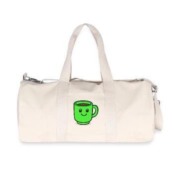kaffeetasse-smile-cartoon - Recycelte Canvas-Sporttasche von Stanley/Stella - Naturweiß - Vorne