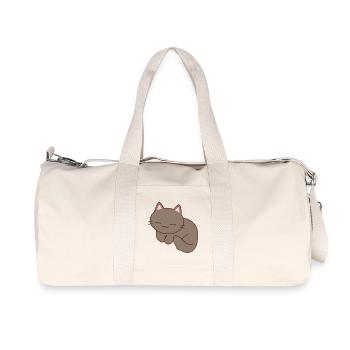 Cute Smiling Cat Illustration - Recycled Canvas Sports Bag by Stanley/Stella - natural - Front