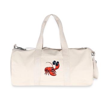 Funny Lobster Fitness Dumbbell Workout Cartoon - Recycled Canvas Sports Bag by Stanley/Stella - natural - Front
