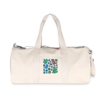 Festive Cartoon Dragon and Gift Pattern - Recycled Canvas Sports Bag by Stanley/Stella - natural - Front
